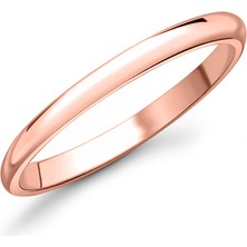 Gümüşcüm 2 mm Klasik Bombeli Gümüş Yüzük Rose Kaplama