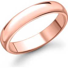 Gümüşcüm 4 mm Klasik Bombeli Gümüş Yüzük Rose Kaplama