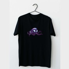 Mor Mürekkep Mor Ahtapot Tasarım Baskılı Erkek Tshirt