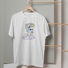 Mor Mürekkep Kıvırcık Tasarım Baskılı Kadın Tshirt