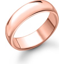 Gümüşcüm 8 mm Klasik Bombeli Rose Kaplamalı Gümüş Yüzük