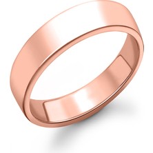 Gümüşcüm 8 mm Klasik Rose Kaplama Düz Gümüş Yüzük