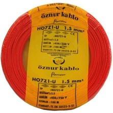 Öznur Nhxmh Yanmaz Kablo 1,5 Luk Kırmızı Öznur-Hes 100 Metre