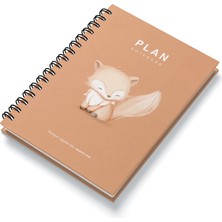 Deep Notebook Süresiz Planlayıcı Ajanda A5 Spiralli Tilki Maskot Tasarım