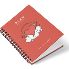 Deep Notebook Süresiz Planlayıcı Ajanda A5 Spiralli Müzik Dinleyen Kalp Maskot Tasarımı