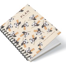 Deep Notebook Süresiz Planlayıcı Ajanda A5 Spiralli Pandalar Maskot Tasarım