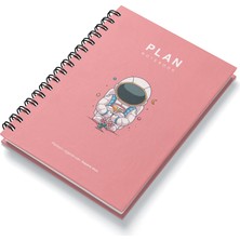 Deep Notebook Süresiz Planlayıcı Ajanda A5 Spiralli Oturan Astronot Uzay Tasarımı