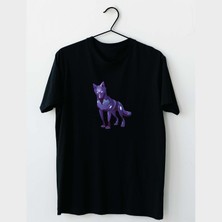 Mor Mürekkep Mor Kurt Tasarım Baskılı Erkek Tshirt