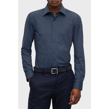 Boss Monogram Baskılı Slim Fit Streç Gömlek Erkek Gömlek 50496801 475
