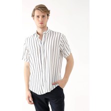 Dufy Beyaz Erkek Regular Fit Düğmeli Yaka Kısa Kol Gömlek