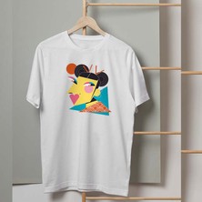 Mor Mürekkep Çinli Kız Tasarım Baskılı Kadın Tshirt
