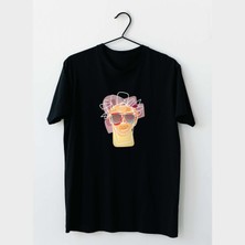 Mor Mürekkep Kafası Karışık Tasarım Baskılı Kadın Tshirt