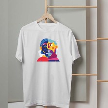 Mor Mürekkep Face To Face Tasarım Baskılı Kadın Tshirt