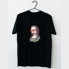 Mor Mürekkep Monarıza Tasarım Baskılı Kadın Tshirt