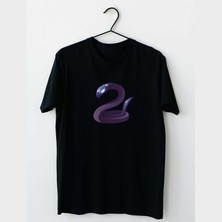Mor Mürekkep Mor Yılan Tasarım Baskılı Kadın Tshirt