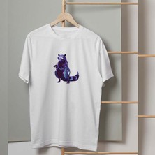 Mor Mürekkep Mor Sincaptasarım Baskılı Kadın Tshirt