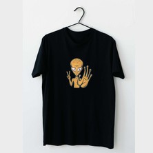 Mor Mürekkep Dur Uzaylı Tasarım Baskılı Kadın Tshirt