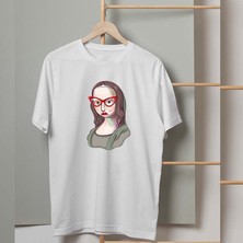Mor Mürekkep Monarıza Tasarım Baskılı Erkek Tshirt