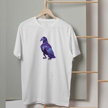 Mor Mürekkep Mor Kartal Tasarım Baskılı Kadın Tshirt