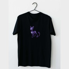Mor Mürekkep Mor Tilki Tasarım Baskılı Kadın Tshirt