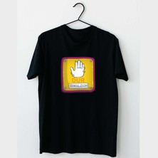 Mor Mürekkep Dur Sıkıldım Tasarım Baskılı Erkek Tshirt
