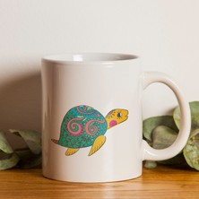 Mor Mürekkep Su Kaplumbağası Tasarım Baskılı Kupa