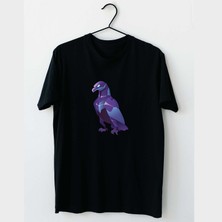Mor Mürekkep Mor Kartal Tasarım Baskılı Erkek Tshirt