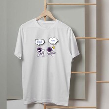 Mor Mürekkep Astronot Dans, Renk Tasarım Baskılı Erkek Tshirt