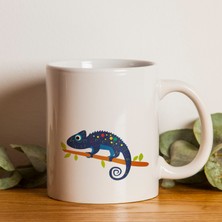 Mor Mürekkep Mavi Bukalemun Tasarım Baskılı Kupa