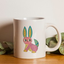 Mor Mürekkep Renkli Tavşan Tasararım Baskılı Kupa