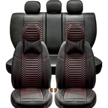 Fresh Start alfa Romeo 156 Lüx Full Deri Oto Koltuk Kılıfı Ön Arka Takım (Giydirme Tip) Siyah Kırmızı