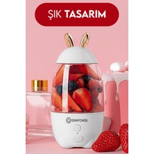 DEMPOWER Tavşan Kulak Tasarımlı Şarjlı El Blenderı Karıştırıcı Shaker Beyaz