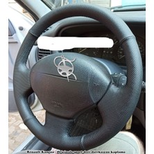 Detay Deri Direksiyon Direksiyon Kılıfı Renault Kangoo- Megane 1  Derisi Sökülmeden Yapılmaya Uygun Spor Siyah Dikiş