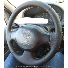 Direksiyon Klıfı Renault Clio 2- Dacia Logan Spor Desen Siyah  Dikis Detay Deri Direksiyon