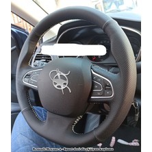 Detay Deri Direksiyon Renault Megane 4 - Spor Desen Direksiyon Kılıfı Siyah Dikiş