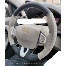 Detay Deri Direksiyon  Direksiyon Kılıfı Renault Fluence-Scenic Megane 3 Privilege Tuşlu-Derisi Sökülmeden Yapılan 2 Renk