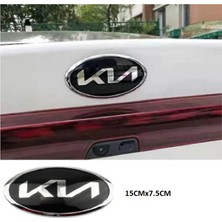 Azertaş Oto Aksesuar Kia Yeni Logo Siyah Nikelaj Çerçeveli Kia Arma Logo Ithal Ürün 15X7.5CM