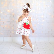 Merdia Kids Çantalı Saç Bantlı Kız Çocuk Kiraz Konseptli Elbise