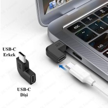 BK Teknoloji 90 Derece L Tip Sağ ve Sol Açılı USB C Type-C Erkek - Dişi Adaptör