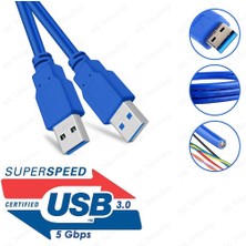 BK Teknoloji Yüksek Hızlı USB 3.0 Erkek-Erkek Data Kablosu - 1 Metre