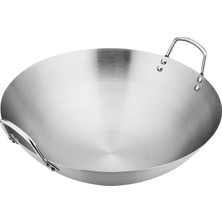 Niazi Çelik Yuvarlak Dip Wok Çift Tutar Çıkarılmış Yumurta Için Kolay Temizlenmesi Dayanıklı 30cm (Yurt Dışından)