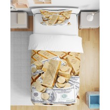 Erays Home Erayshome Dolar Gold 3D Baskılı Tek Kişilik Nevresim Takımı