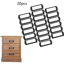 Niazi 20pcs Dosya Etiket Tutucu Metal Çerçeve Çekmece Etiket Çekme Dolap Siyah Vidalar (Yurt Dışından)