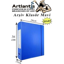 Artlantis Mavi Arşiv ve Proje Kutusu 29X36X15CM 20 Adet Arşiv Klasörü Lastikli Plastik Arşiv Klasörü Büro Okul Sınıf