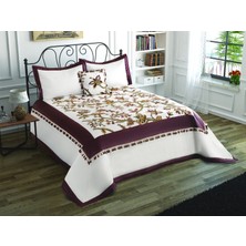 Jwk Home Hint Ipek Kadifeli Yün Işlemeli Deri Çift Kişilik Yatak Örtüsü (270X260)