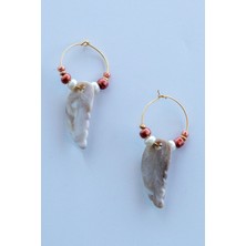 Lila Rosa Deniz Kabuklu Etnik Otantik Küpe