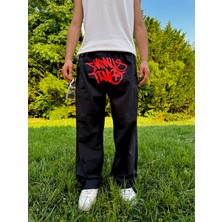 Leox Wear Minus Two Kırmızı Baskılı Baggy Unisex Pantolon