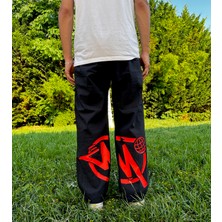 Leox Wear Minus Two Kırmızı Baskılı Baggy Unisex Pantolon