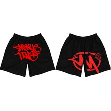 Leox Wear Minus Two Kırmızı Baskılı Unisex Şort