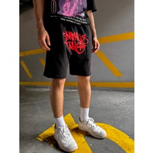 Leox Wear Minus Two Kırmızı Baskılı Unisex Şort